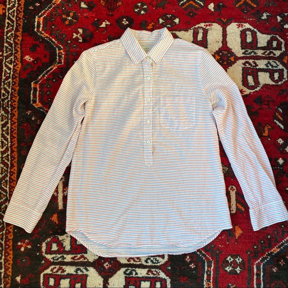 J Crew striped pop over shirt
